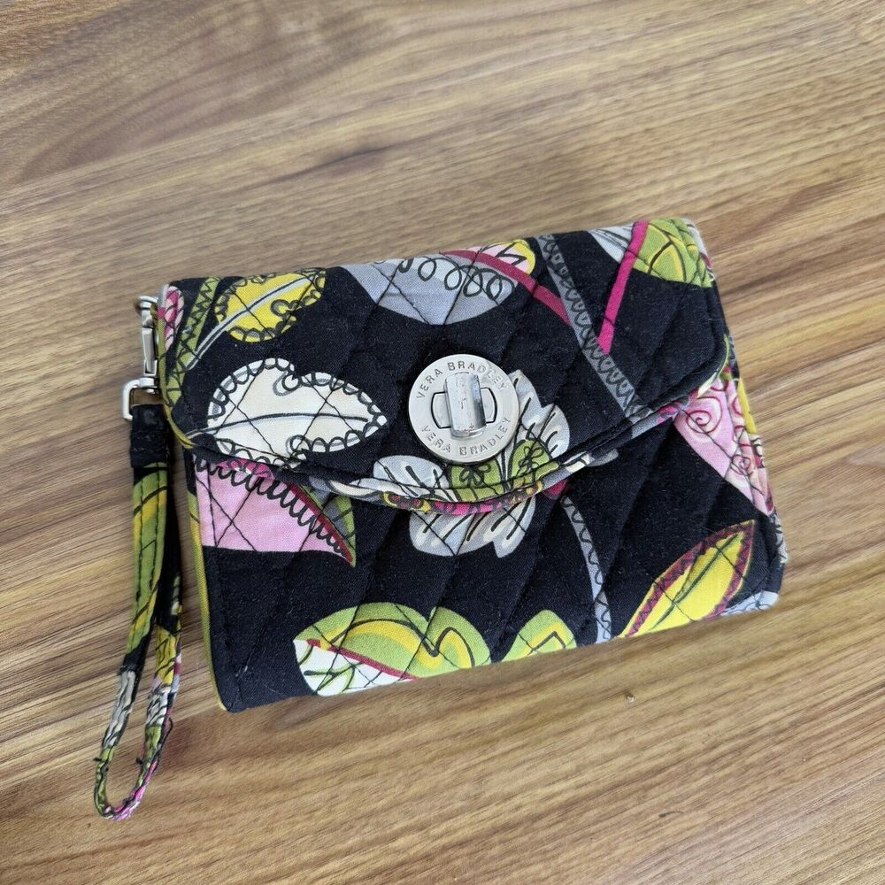 Vera Bradley Twist locks Wristlet Wallet Black Multicolor